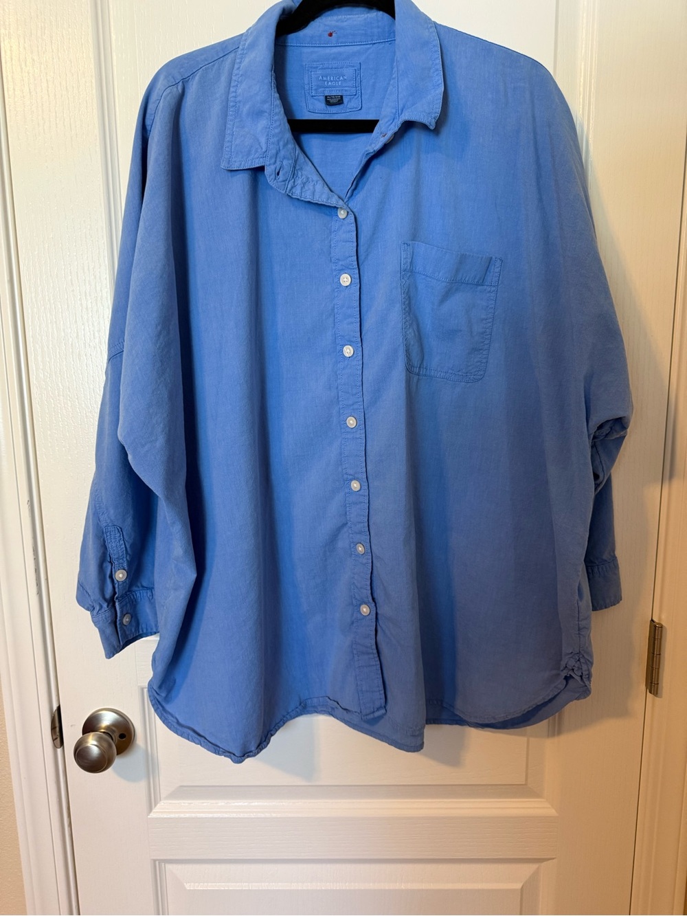 American Eagle Outfitters Blue Oversized Button-Down Shirt